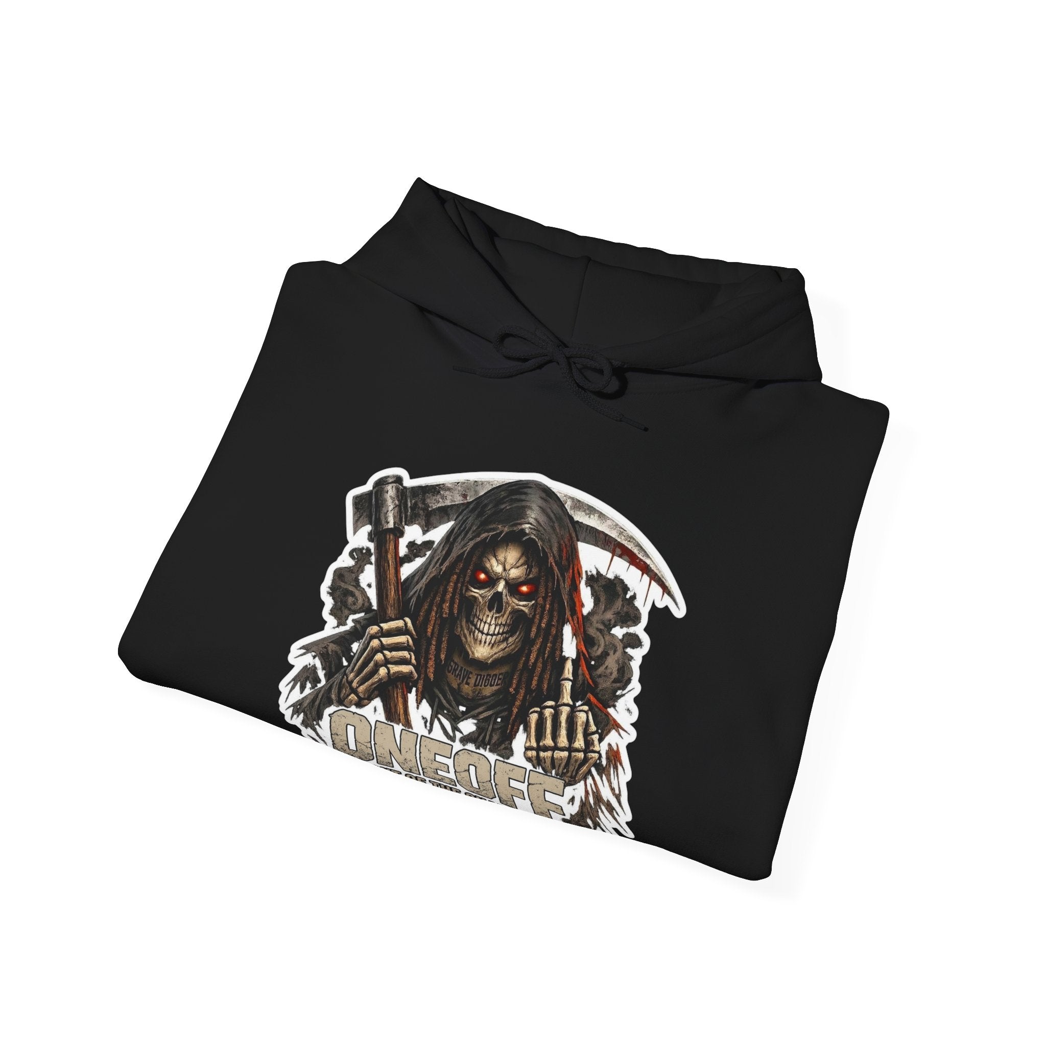Grim Reaper "One Off" Hoodie — Gothic Skull Scythe Pullover