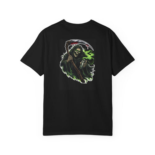 Grim Reaper Scythe T-Shirt — OneOff 'Out of the Shadows' Graphic Tee