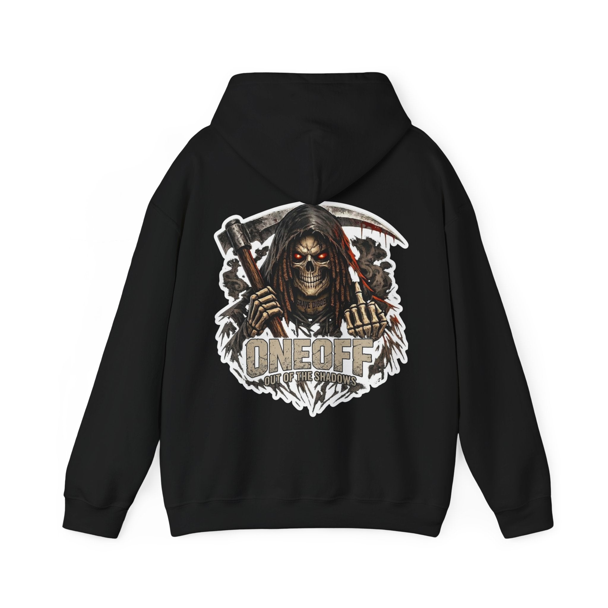Grim Reaper "One Off" Hoodie — Gothic Skull Scythe Pullover
