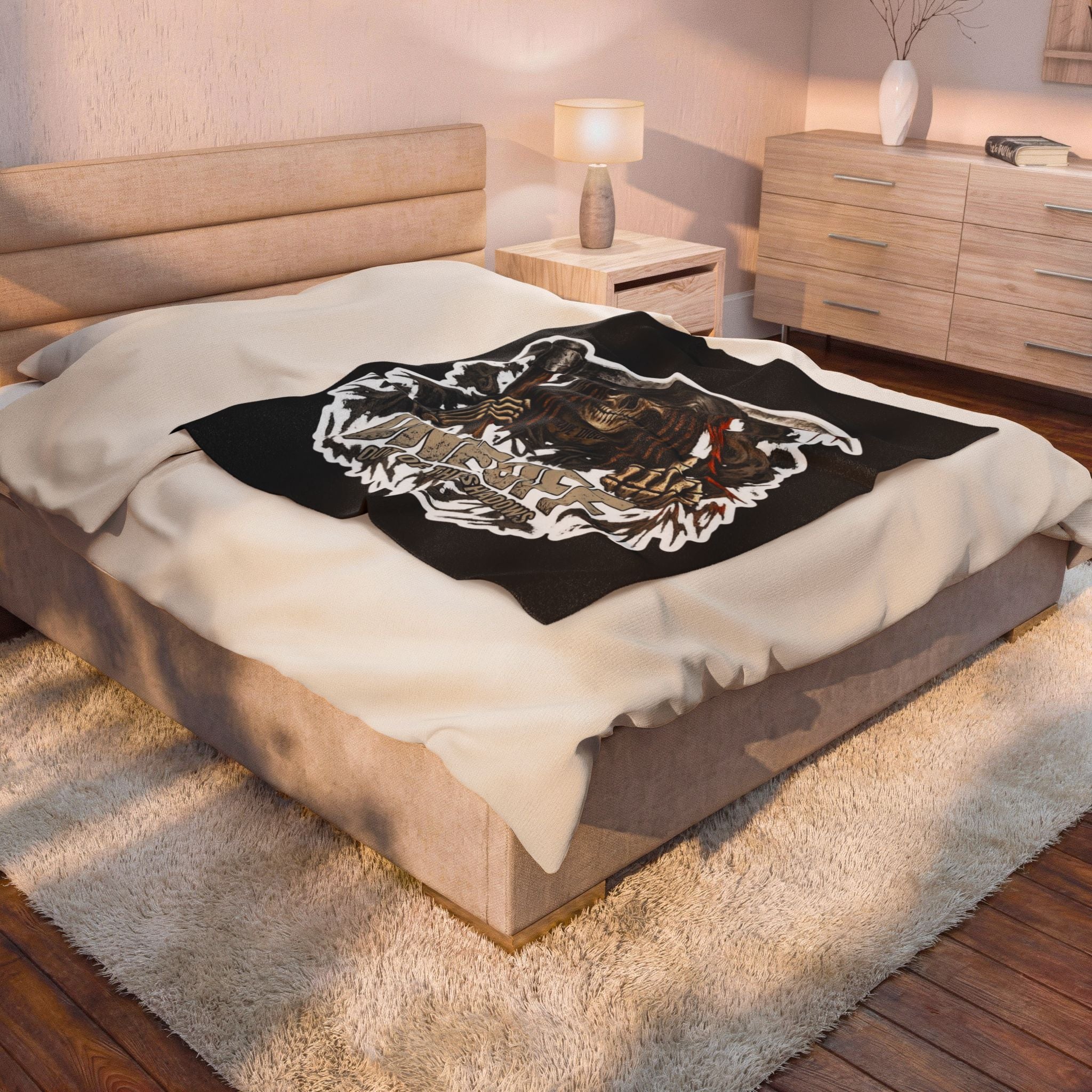 Reaper Graphic Plush Blanket – "One Off: Out of the Shadows" Velveteen Throw