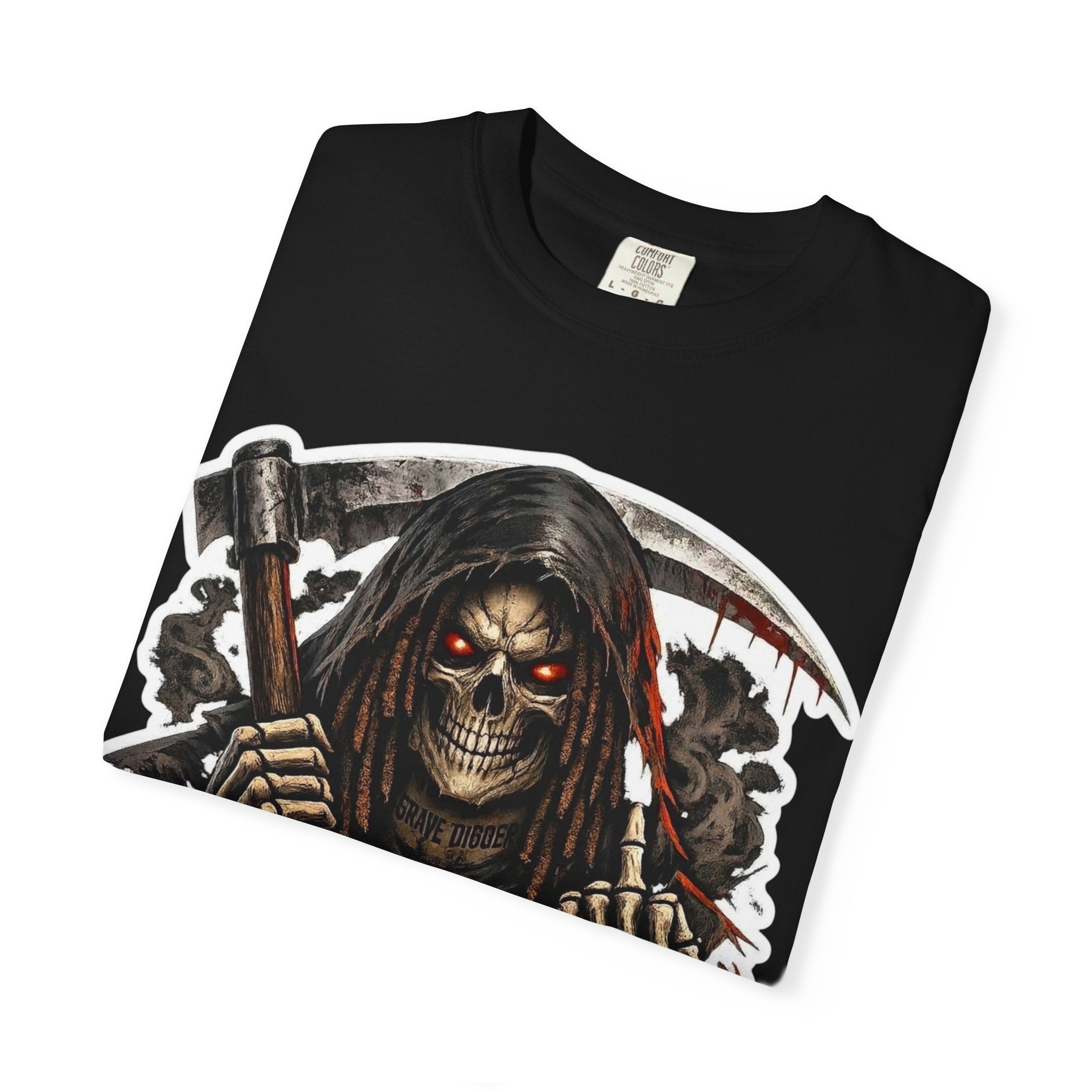 Grim Reaper Scythe T-Shirt — OneOff 'Out of the Shadows' Graphic Tee